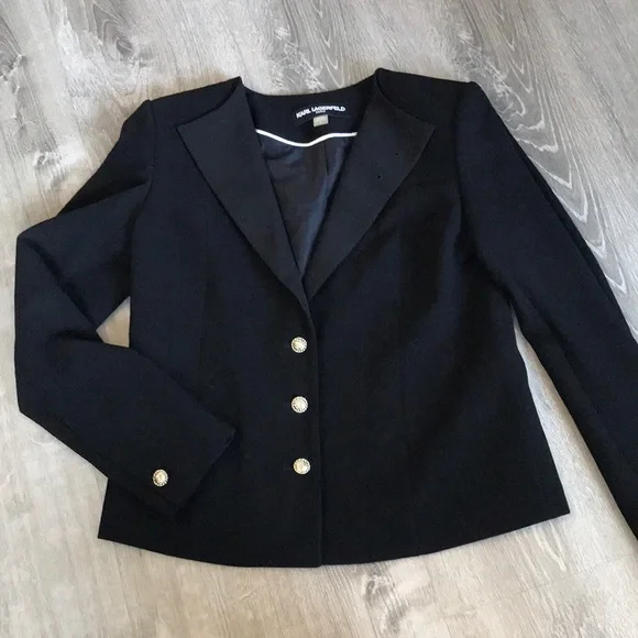 NWOT Karl Lagerfeld black blazer size 2 - Picture 1 of 9